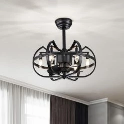 Discount ๐ฅฐ 20 in. Farmhouse Indoor Matte Black Cage Reversible Ceiling Fan with Light Kit and Remote Control by Edvivi ๐ฏ 17 Discount ๐ฅฐ 20 in. Farmhouse Indoor Matte Black Cage Reversible Ceiling Fan with Light Kit and Remote Control by Edvivi ๐ฏ -Deals Edvivi || Atlas Store matte black edvivi ceiling fans with lights ffn7665bk e1 1000
