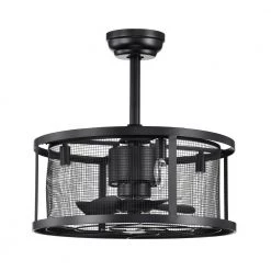 Best reviews of 🧨 20 in. Industrial Indoor Matte Black Drum Reversible Ceiling Fan with Light Kit and Remote Control by Edvivi 😉 -Deals Edvivi || Atlas Store matte black edvivi ceiling fans with lights ffn7915bk 1f 1000