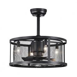 Best reviews of 🧨 20 in. Industrial Indoor Matte Black Drum Reversible Ceiling Fan with Light Kit and Remote Control by Edvivi 😉