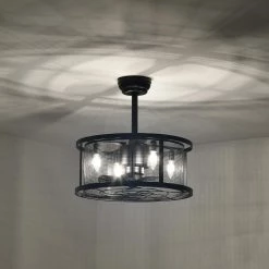 Best reviews of 🧨 20 in. Industrial Indoor Matte Black Drum Reversible Ceiling Fan with Light Kit and Remote Control by Edvivi 😉 -Deals Edvivi || Atlas Store matte black edvivi ceiling fans with lights ffn7915bk a0 1000