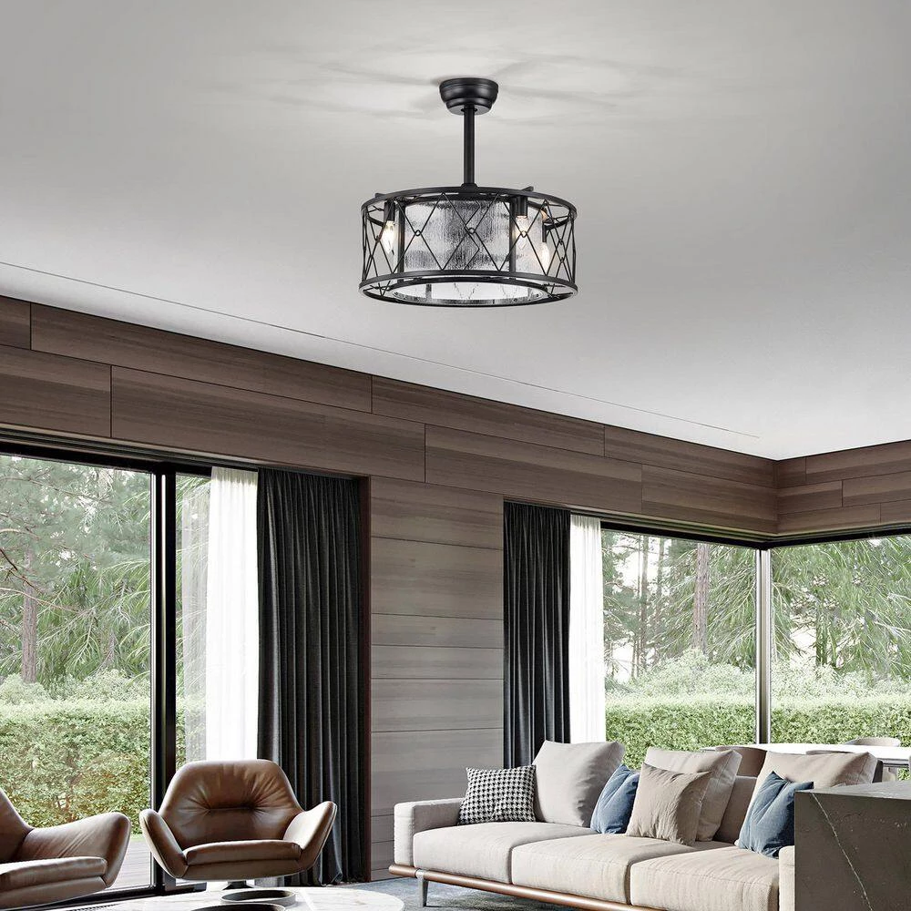 New ๐ฅ 20 in. Modern Farmhouse Indoor Matte Black Drum Glass Reversible Ceiling Fan with Light Kit and Remote Control by Edvivi ๐ฅฐ 16 New ๐ฅ 20 in. Modern Farmhouse Indoor Matte Black Drum Glass Reversible Ceiling Fan with Light Kit and Remote Control by Edvivi ๐ฅฐ - Image 14