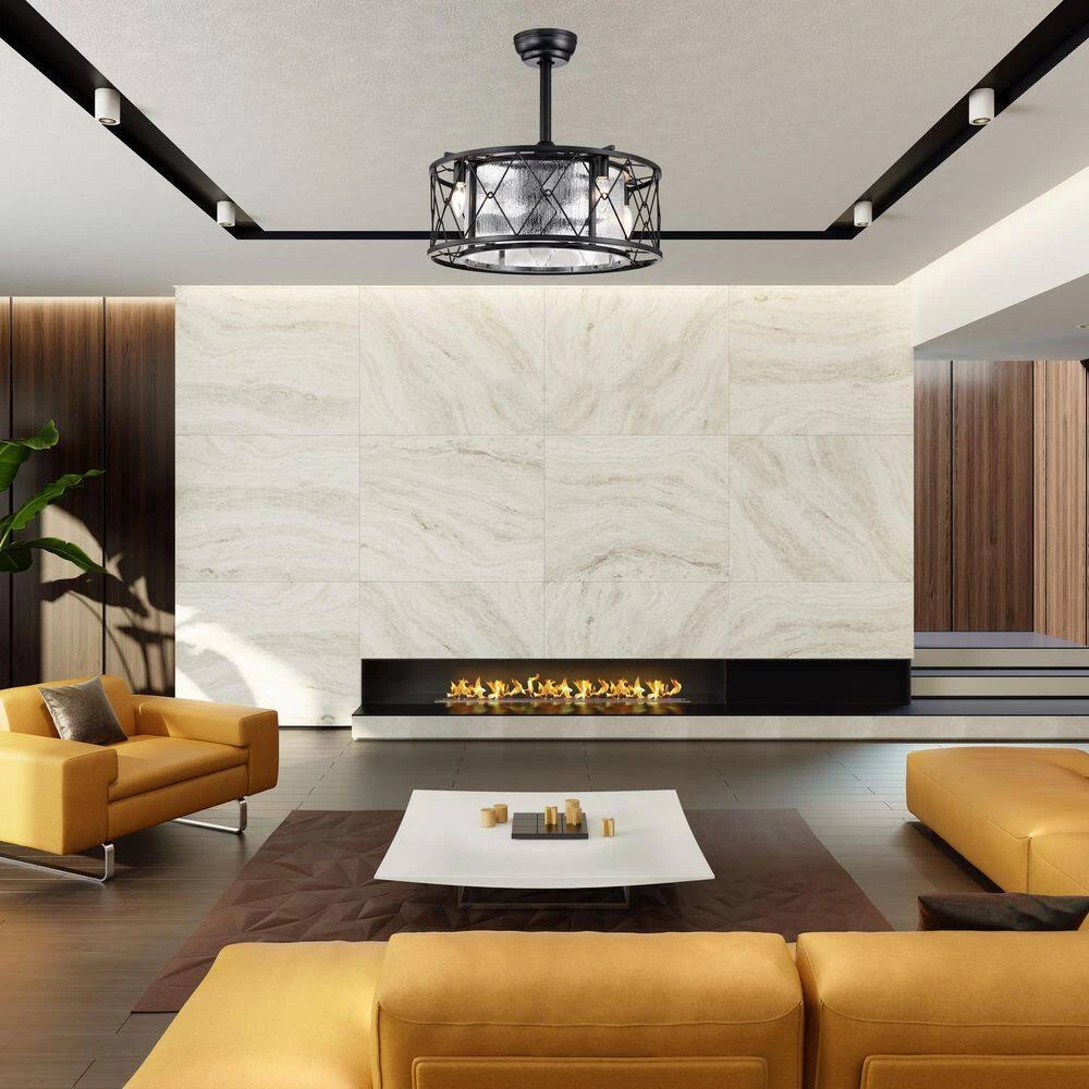 New ๐ฅ 20 in. Modern Farmhouse Indoor Matte Black Drum Glass Reversible Ceiling Fan with Light Kit and Remote Control by Edvivi ๐ฅฐ 11 New ๐ฅ 20 in. Modern Farmhouse Indoor Matte Black Drum Glass Reversible Ceiling Fan with Light Kit and Remote Control by Edvivi ๐ฅฐ - Image 9