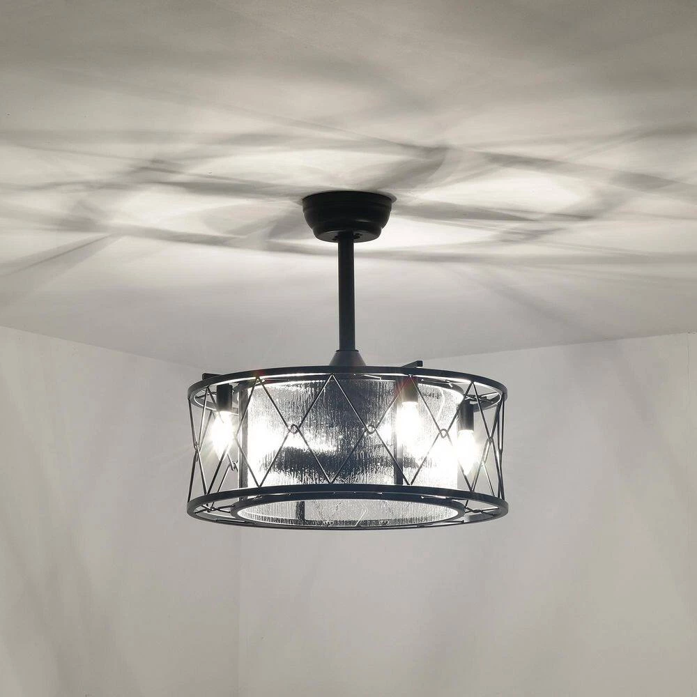 New ๐ฅ 20 in. Modern Farmhouse Indoor Matte Black Drum Glass Reversible Ceiling Fan with Light Kit and Remote Control by Edvivi ๐ฅฐ 6 New ๐ฅ 20 in. Modern Farmhouse Indoor Matte Black Drum Glass Reversible Ceiling Fan with Light Kit and Remote Control by Edvivi ๐ฅฐ - Image 4