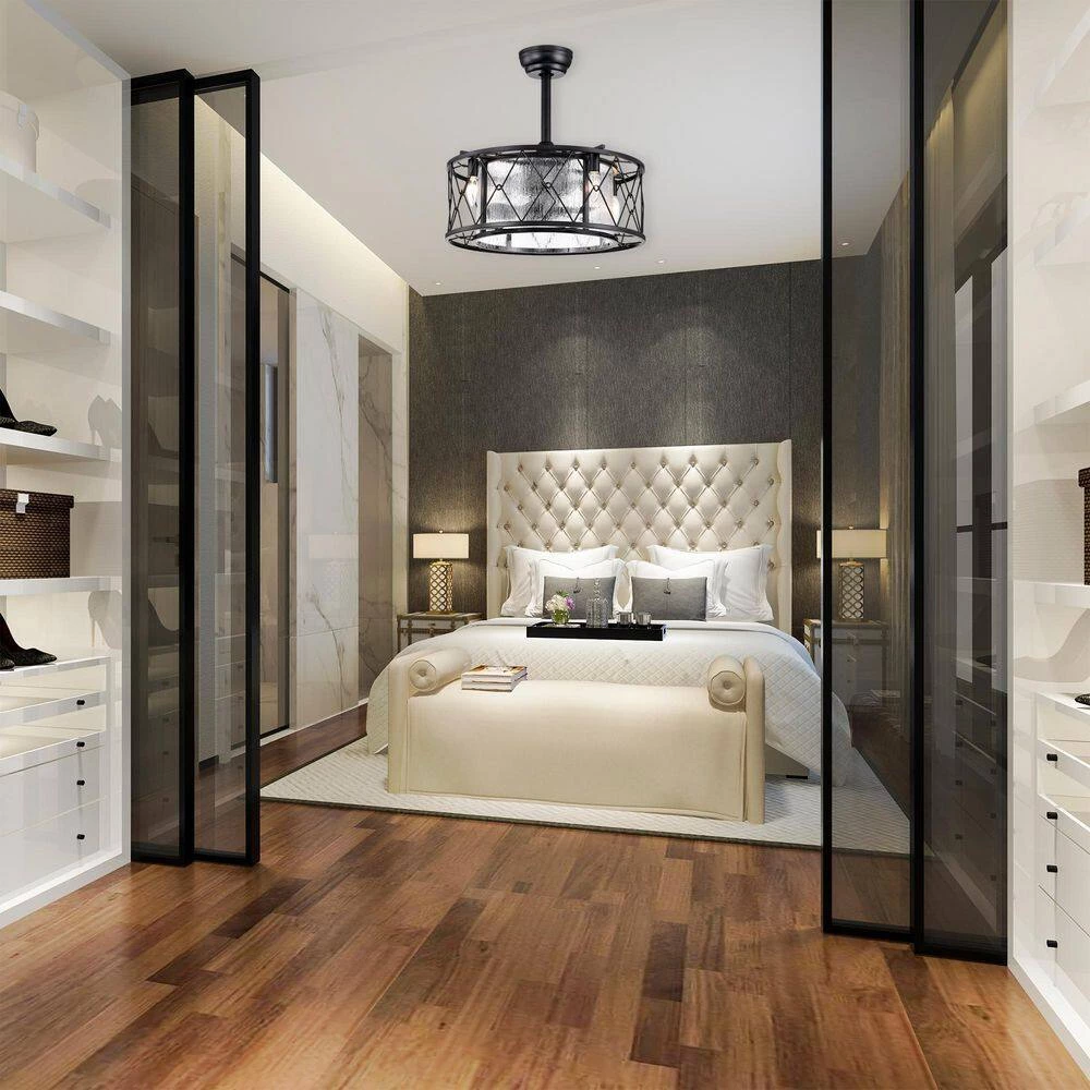 New ๐ฅ 20 in. Modern Farmhouse Indoor Matte Black Drum Glass Reversible Ceiling Fan with Light Kit and Remote Control by Edvivi ๐ฅฐ 10 New ๐ฅ 20 in. Modern Farmhouse Indoor Matte Black Drum Glass Reversible Ceiling Fan with Light Kit and Remote Control by Edvivi ๐ฅฐ - Image 8