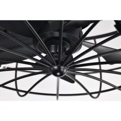 Discount 😀 21 in. Industrial Indoor Matte Black Cage Reversible Ceiling Fan with Light Kit and Remote Control by Edvivi 🎉 -Deals Edvivi || Atlas Store matte black edvivi ceiling fans with lights ffn7945bk 44 1000