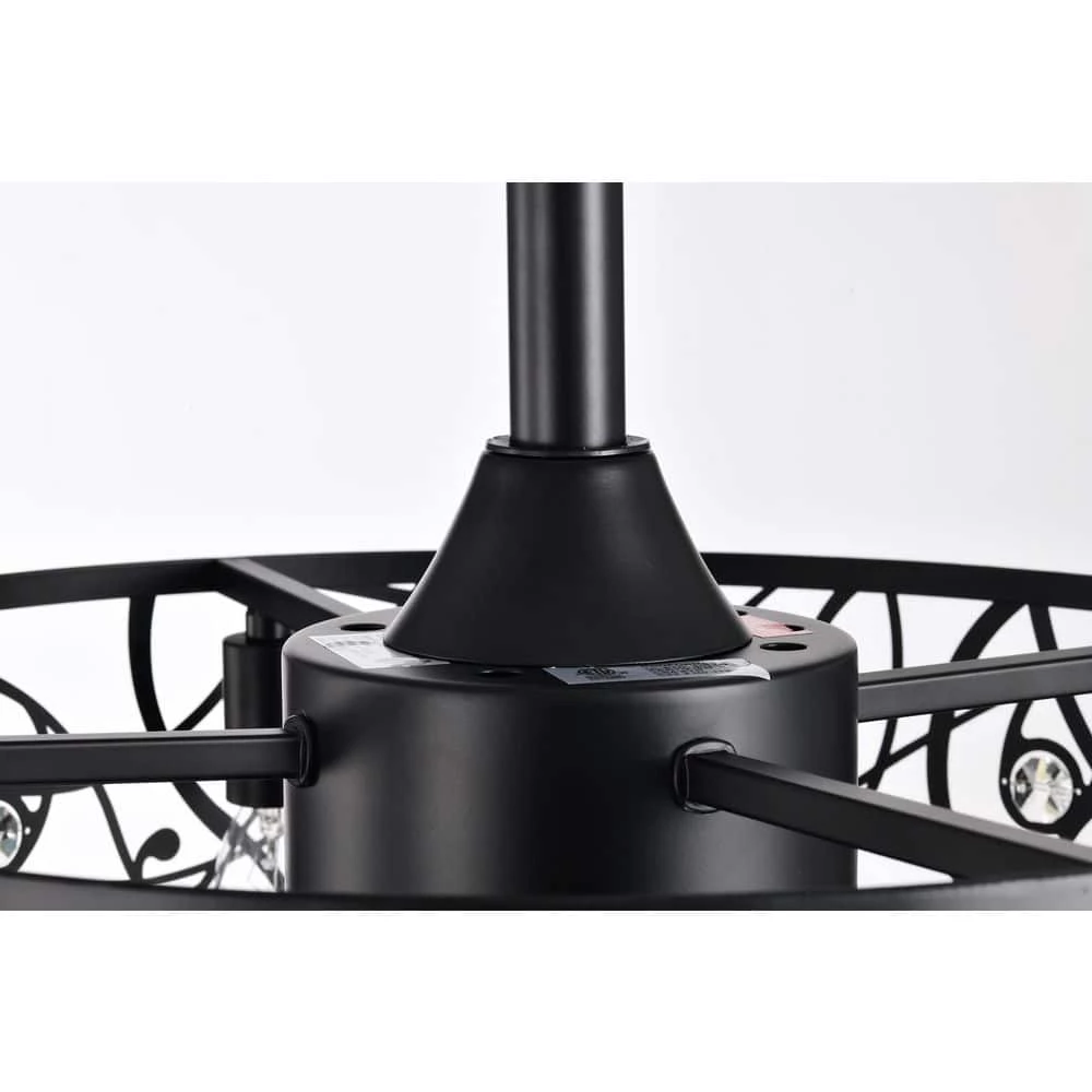Discount ๐งจ 18 in. Glam Indoor Matte Black Drum Reversible Ceiling Fan with Crystal Light Kit and Remote Control by Edvivi ๐ 7 Discount ๐งจ 18 in. Glam Indoor Matte Black Drum Reversible Ceiling Fan with Crystal Light Kit and Remote Control by Edvivi ๐ - Image 5