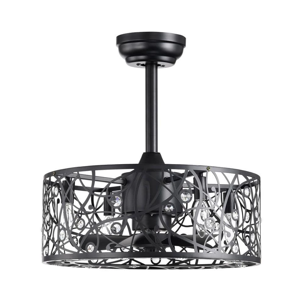 Discount ๐งจ 18 in. Glam Indoor Matte Black Drum Reversible Ceiling Fan with Crystal Light Kit and Remote Control by Edvivi ๐ 12 Discount ๐งจ 18 in. Glam Indoor Matte Black Drum Reversible Ceiling Fan with Crystal Light Kit and Remote Control by Edvivi ๐ - Image 10