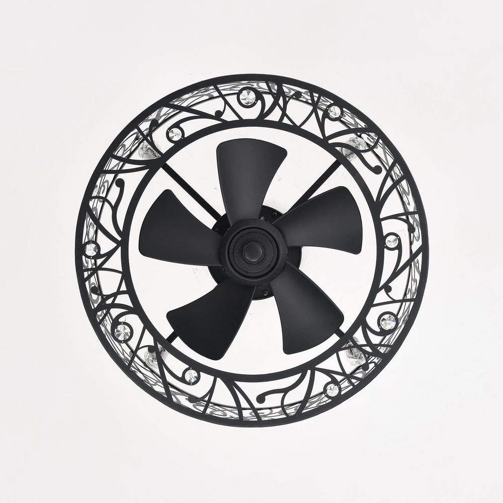 Discount ๐งจ 18 in. Glam Indoor Matte Black Drum Reversible Ceiling Fan with Crystal Light Kit and Remote Control by Edvivi ๐ 5 Discount ๐งจ 18 in. Glam Indoor Matte Black Drum Reversible Ceiling Fan with Crystal Light Kit and Remote Control by Edvivi ๐ - Image 3
