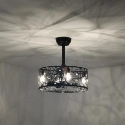 Discount ๐งจ 18 in. Glam Indoor Matte Black Drum Reversible Ceiling Fan with Crystal Light Kit and Remote Control by Edvivi ๐ 19 Discount ๐งจ 18 in. Glam Indoor Matte Black Drum Reversible Ceiling Fan with Crystal Light Kit and Remote Control by Edvivi ๐ -Deals Edvivi || Atlas Store matte black edvivi ceiling fans with lights ffn7985bk a0 1000