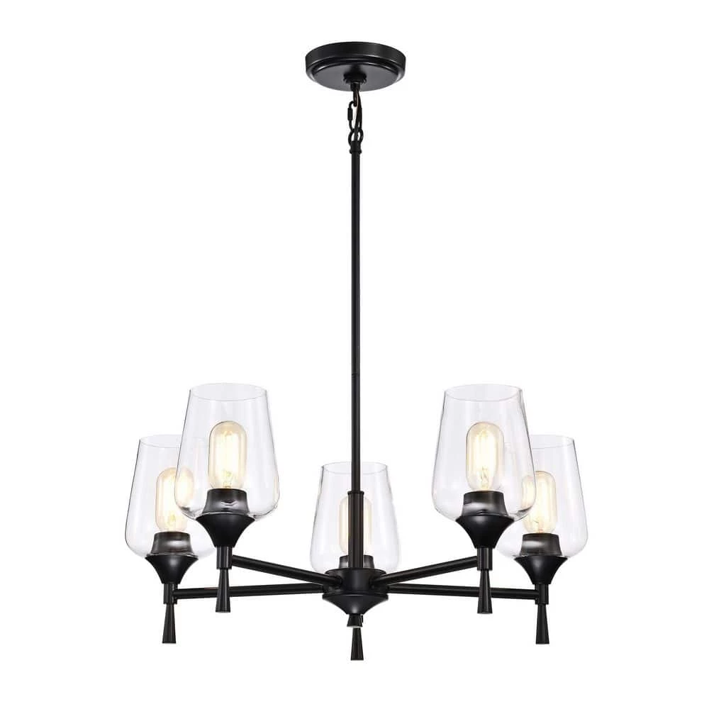 Best Pirce π Arlo 5-Light Matte Black Modern Chandelier with Clear Glass Shades by Edvivi π€© 3 Best Pirce π Arlo 5-Light Matte Black Modern Chandelier with Clear Glass Shades by Edvivi π€©