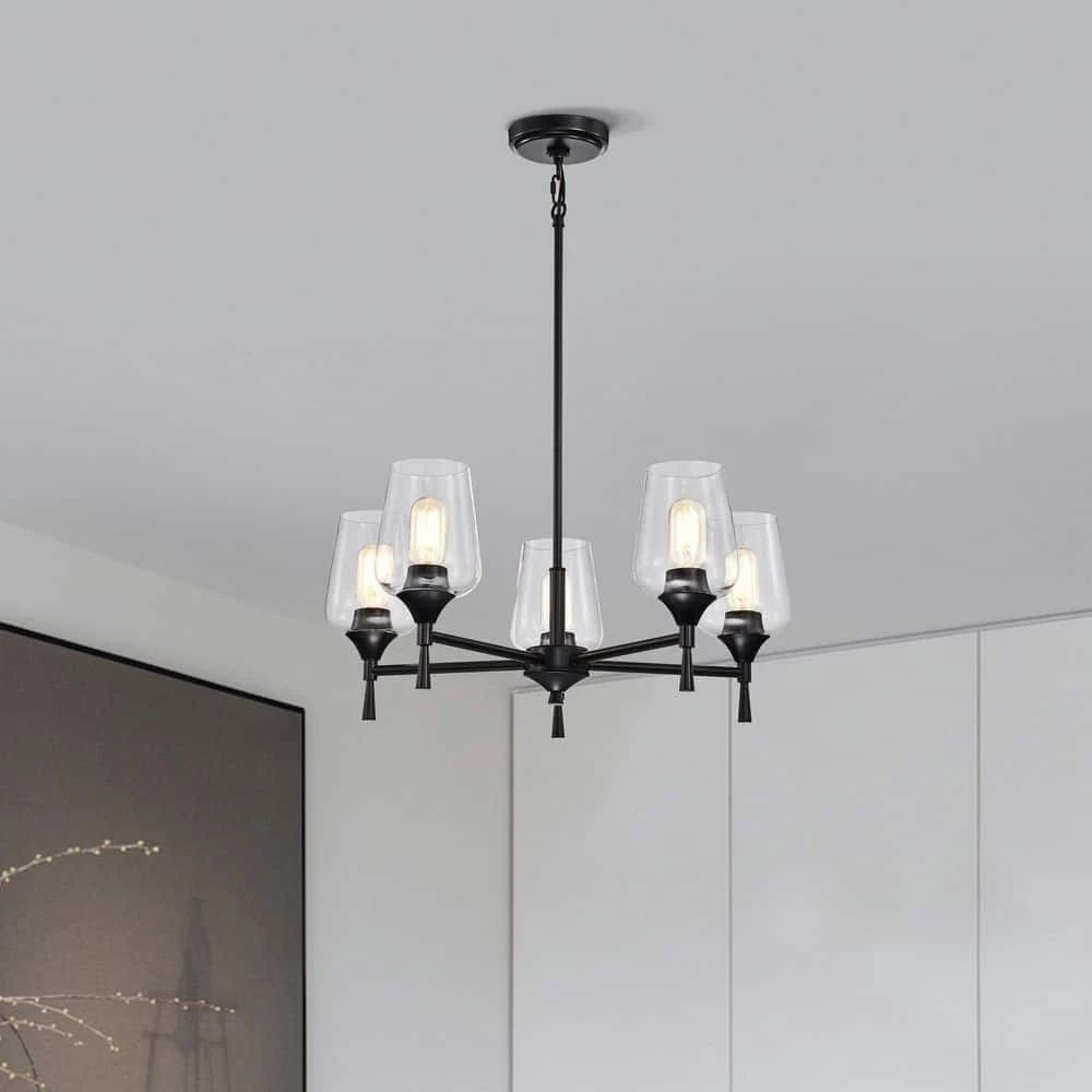 Best Pirce π Arlo 5-Light Matte Black Modern Chandelier with Clear Glass Shades by Edvivi π€© 4 Best Pirce π Arlo 5-Light Matte Black Modern Chandelier with Clear Glass Shades by Edvivi π€© - Image 2