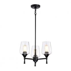 Flash Sale ๐ Arlo 3-Light Matte Black Modern Chandelier with Clear Glass Shades by Edvivi ๐งจ