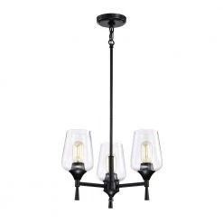 Flash Sale 😉 Arlo 3-Light Matte Black Modern Chandelier with Clear Glass Shades by Edvivi 🧨 -Deals Edvivi || Atlas Store matte black edvivi chandeliers epc2435bk 77 1000