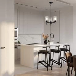 Flash Sale 😉 Arlo 3-Light Matte Black Modern Chandelier with Clear Glass Shades by Edvivi 🧨 -Deals Edvivi || Atlas Store matte black edvivi chandeliers epc2435bk c3 1000