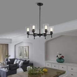 Best Pirce 👏 Briarwood 6-Light Matte Black Modern Chandelier with Clear Cone Glass Shades by Edvivi 🌟 -Deals Edvivi || Atlas Store matte black edvivi chandeliers epc6455bk 31 1000