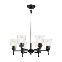 Best Pirce 👏 Briarwood 6-Light Matte Black Modern Chandelier with Clear Cone Glass Shades by Edvivi 🌟