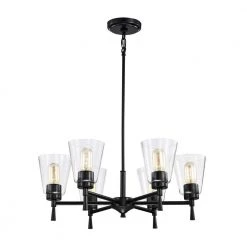 Best Pirce 👏 Briarwood 6-Light Matte Black Modern Chandelier with Clear Cone Glass Shades by Edvivi 🌟 -Deals Edvivi || Atlas Store matte black edvivi chandeliers epc6455bk 77 1000