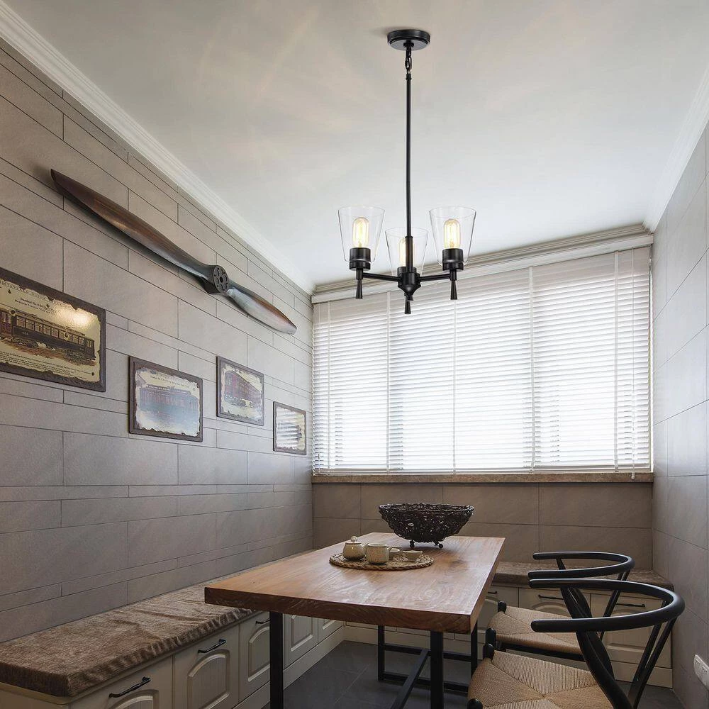 New ๐ฅฐ Briarwood 3-Light Matte Black Modern Chandelier with Clear Cone Glass Shades by Edvivi ๐ 14 New ๐ฅฐ Briarwood 3-Light Matte Black Modern Chandelier with Clear Cone Glass Shades by Edvivi ๐ - Image 12