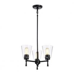 New ๐ฅฐ Briarwood 3-Light Matte Black Modern Chandelier with Clear Cone Glass Shades by Edvivi ๐