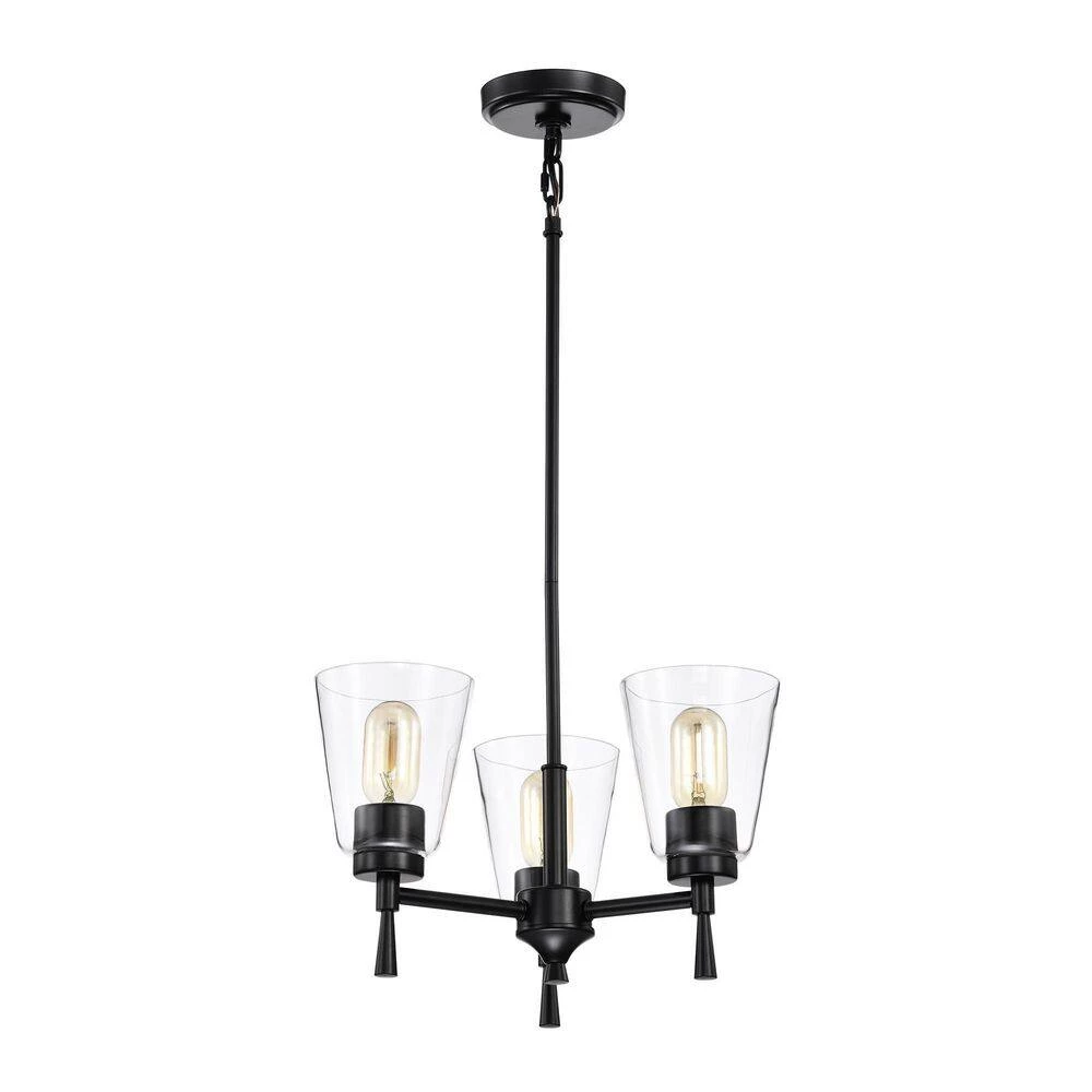 New ๐ฅฐ Briarwood 3-Light Matte Black Modern Chandelier with Clear Cone Glass Shades by Edvivi ๐ 7 New ๐ฅฐ Briarwood 3-Light Matte Black Modern Chandelier with Clear Cone Glass Shades by Edvivi ๐ - Image 5