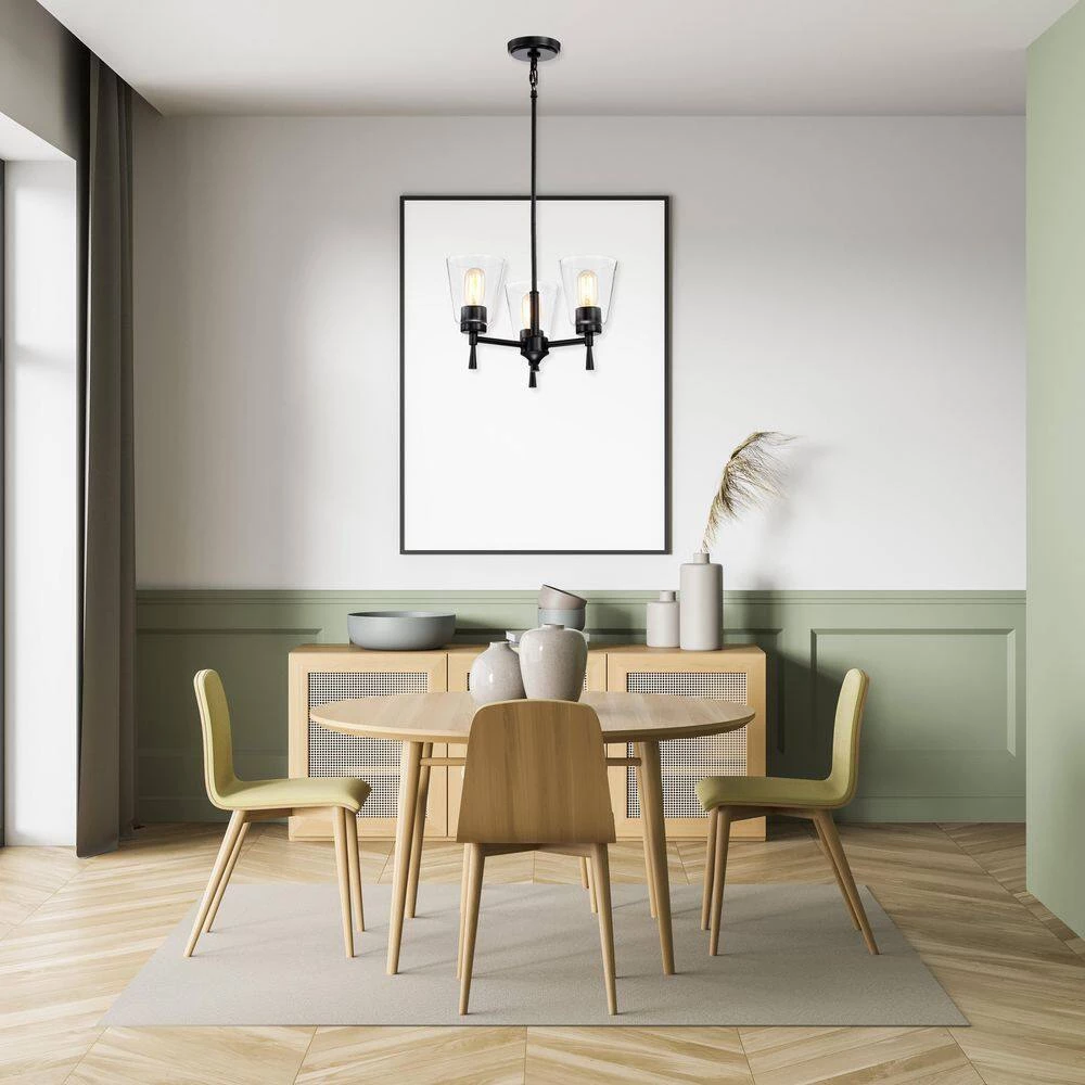 New ๐ฅฐ Briarwood 3-Light Matte Black Modern Chandelier with Clear Cone Glass Shades by Edvivi ๐ 8 New ๐ฅฐ Briarwood 3-Light Matte Black Modern Chandelier with Clear Cone Glass Shades by Edvivi ๐ - Image 6