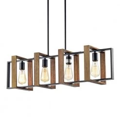 Best reviews of ⌛ Elk 4-Light Matte Black and Wood Modern Farmhouse Linear Chandelier by Edvivi ⭐ -Deals Edvivi || Atlas Store matte black edvivi chandeliers epd335wd 1d 1000