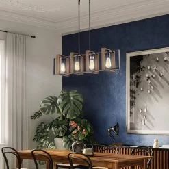 Best reviews of ⌛ Elk 4-Light Matte Black and Wood Modern Farmhouse Linear Chandelier by Edvivi ⭐ -Deals Edvivi || Atlas Store matte black edvivi chandeliers epd335wd 1f 1000