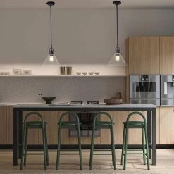 Cheap ✔️ Aria 12 in. 1-Light Matte Black Clear Cone Glass Farmhouse Kitchen Pendant Light by Edvivi ⭐ -Deals Edvivi || Atlas Store matte black edvivi chandeliers epj4715bk 1f 1000