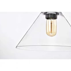 Cheap ✔️ Aria 12 in. 1-Light Matte Black Clear Cone Glass Farmhouse Kitchen Pendant Light by Edvivi ⭐ -Deals Edvivi || Atlas Store matte black edvivi chandeliers epj4715bk fa 1000