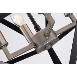 Best Pirce 😀 Renzo 4-Light Matte Black Geometric Iron Modern Farmhouse Cage Chandelier with Brushed Nickel Sleeves by Edvivi 🤩 -Deals Edvivi || Atlas Store matte black edvivi chandeliers epl1181bkbn 1f 1000