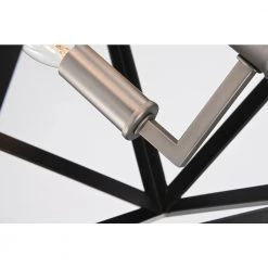 Best Pirce 😀 Renzo 4-Light Matte Black Geometric Iron Modern Farmhouse Cage Chandelier with Brushed Nickel Sleeves by Edvivi 🤩 -Deals Edvivi || Atlas Store matte black edvivi chandeliers epl1181bkbn 44 1000