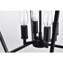 Promo 😀 Renzo 4-Light Matte Black Caged Pendant with Brushed Nickle or Black Candle Sleeves by Edvivi 🌟 -Deals Edvivi || Atlas Store matte black edvivi chandeliers epl1355bk 1f 1000