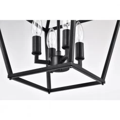 Promo 😀 Renzo 4-Light Matte Black Caged Pendant with Brushed Nickle or Black Candle Sleeves by Edvivi 🌟 -Deals Edvivi || Atlas Store matte black edvivi chandeliers epl1355bk 44 1000