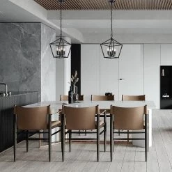 Promo 😀 Renzo 4-Light Matte Black Caged Pendant with Brushed Nickle or Black Candle Sleeves by Edvivi 🌟 -Deals Edvivi || Atlas Store matte black edvivi chandeliers epl1355bk 66 1000