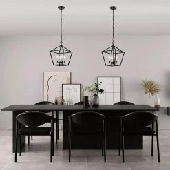 Promo 😀 Renzo 4-Light Matte Black Caged Pendant with Brushed Nickle or Black Candle Sleeves by Edvivi 🌟 -Deals Edvivi || Atlas Store matte black edvivi chandeliers epl1355bk 76 1000