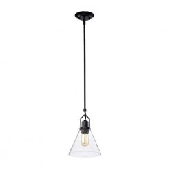 Wholesale 😀 Aria 1-Light Matte Black Modern Mini Pendant Light with Clear Cone Glass Shade by Edvivi 🎁 -Deals Edvivi || Atlas Store matte black edvivi pendant lights epj4705bk 44 1000
