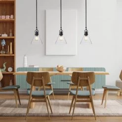 Wholesale 😀 Aria 1-Light Matte Black Modern Mini Pendant Light with Clear Cone Glass Shade by Edvivi 🎁 -Deals Edvivi || Atlas Store matte black edvivi pendant lights epj4705bk 4f 1000
