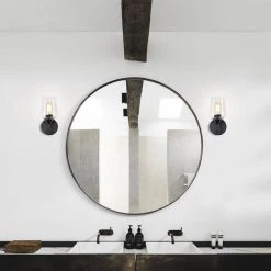 Promo 🥰 Arlo 5 in. 1-Light Matte Black Indoor Wall Sconce with Clear Glass Shade by Edvivi 😀 -Deals Edvivi || Atlas Store matte black edvivi vanity lighting ew2525bk 31 1000