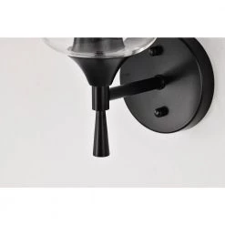 Promo 🥰 Arlo 5 in. 1-Light Matte Black Indoor Wall Sconce with Clear Glass Shade by Edvivi 😀 -Deals Edvivi || Atlas Store matte black edvivi vanity lighting ew2525bk 44 1000