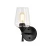 Promo 🥰 Arlo 5 in. 1-Light Matte Black Indoor Wall Sconce with Clear Glass Shade by Edvivi 😀