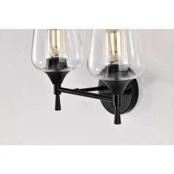 New 😀 Arlo 13 in. 2-Lights Matte Black Vanity Light with Clear Wine Glass Shades by Edvivi 🧨 -Deals Edvivi || Atlas Store matte black edvivi vanity lighting ew2625bk 44 1000