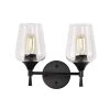 New 😀 Arlo 13 in. 2-Lights Matte Black Vanity Light with Clear Wine Glass Shades by Edvivi 🧨 -Deals Edvivi || Atlas Store matte black edvivi vanity lighting ew2625bk 64 1000