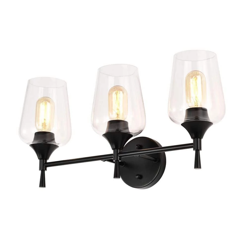 New ๐งจ Arlo 21 in. 3-Lights Matte Black Vanity Light with Clear Wine Glass Shades by Edvivi ๐ 12 New ๐งจ Arlo 21 in. 3-Lights Matte Black Vanity Light with Clear Wine Glass Shades by Edvivi ๐ - Image 10