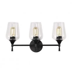 New 🧨 Arlo 21 in. 3-Lights Matte Black Vanity Light with Clear Wine Glass Shades by Edvivi 🔔