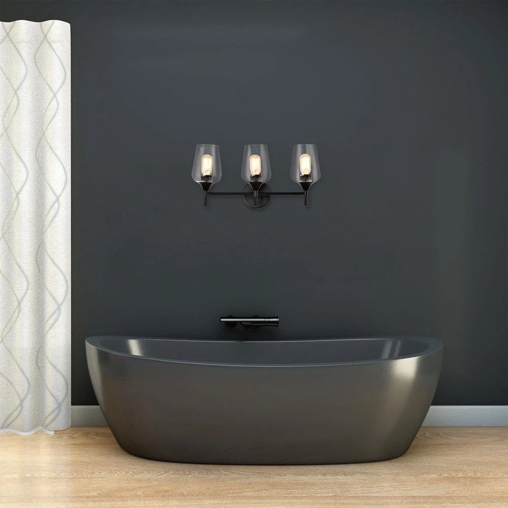 New ๐งจ Arlo 21 in. 3-Lights Matte Black Vanity Light with Clear Wine Glass Shades by Edvivi ๐ 10 New ๐งจ Arlo 21 in. 3-Lights Matte Black Vanity Light with Clear Wine Glass Shades by Edvivi ๐ - Image 8