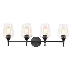 Best deal ⌛ Arlo 30 in. 4-Lights Matte Black Vanity Light with Clear Glass Shades by Edvivi ⭐ 18 Best deal ⌛ Arlo 30 in. 4-Lights Matte Black Vanity Light with Clear Glass Shades by Edvivi ⭐ -Deals Edvivi || Atlas Store matte black edvivi vanity lighting ew2825bk 1d 1000