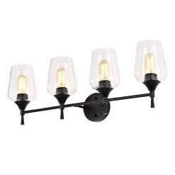 Best deal ⌛ Arlo 30 in. 4-Lights Matte Black Vanity Light with Clear Glass Shades by Edvivi ⭐ 23 Best deal ⌛ Arlo 30 in. 4-Lights Matte Black Vanity Light with Clear Glass Shades by Edvivi ⭐ -Deals Edvivi || Atlas Store matte black edvivi vanity lighting ew2825bk 1f 1000