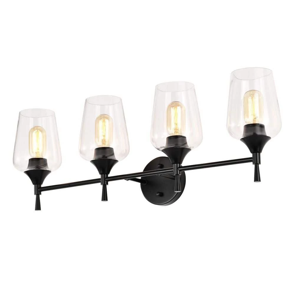 Best deal ⌛ Arlo 30 in. 4-Lights Matte Black Vanity Light with Clear Glass Shades by Edvivi ⭐ 11 Best deal ⌛ Arlo 30 in. 4-Lights Matte Black Vanity Light with Clear Glass Shades by Edvivi ⭐ - Image 9