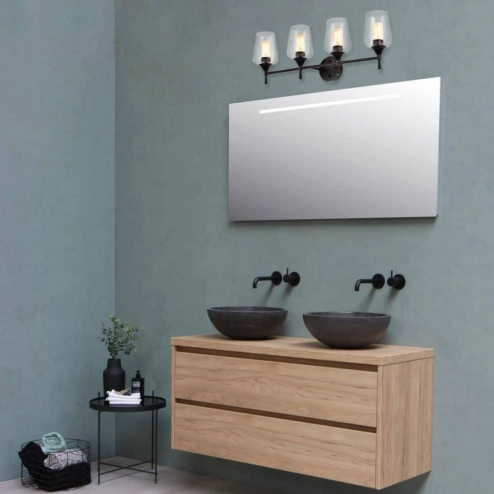 Best deal ⌛ Arlo 30 in. 4-Lights Matte Black Vanity Light with Clear Glass Shades by Edvivi ⭐ 10 Best deal ⌛ Arlo 30 in. 4-Lights Matte Black Vanity Light with Clear Glass Shades by Edvivi ⭐ - Image 8