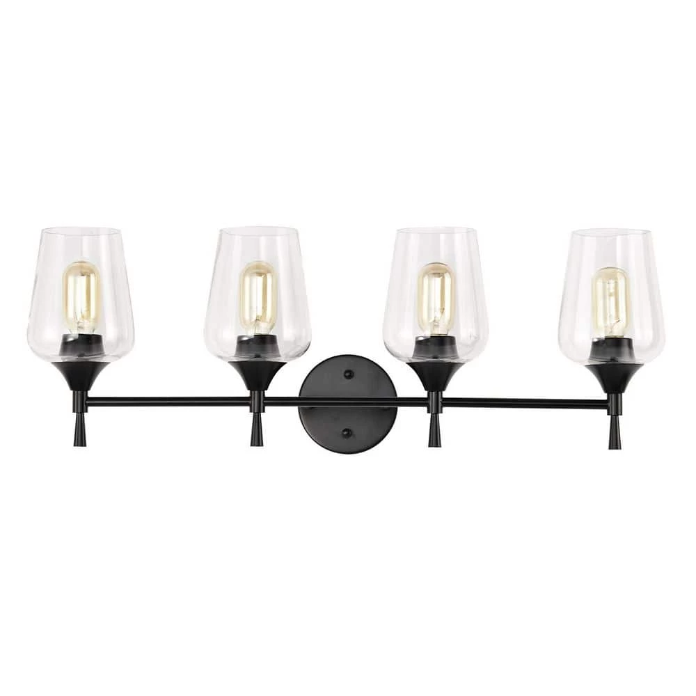 Best deal ⌛ Arlo 30 in. 4-Lights Matte Black Vanity Light with Clear Glass Shades by Edvivi ⭐ 3 Best deal ⌛ Arlo 30 in. 4-Lights Matte Black Vanity Light with Clear Glass Shades by Edvivi ⭐